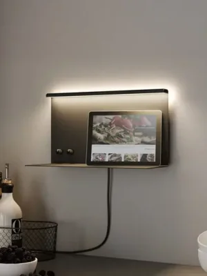 Ihned K Objednání Paulmann LED nástěnné světlo Jarina černá 35 cm odkládací plocha USB port