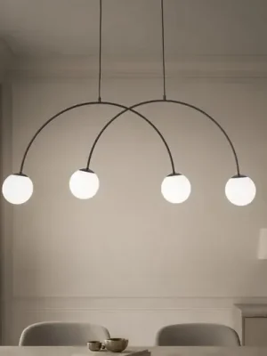 Autentický Závěsné světlo Nova, sklo/kov, černá/bílá, 4 žárovky