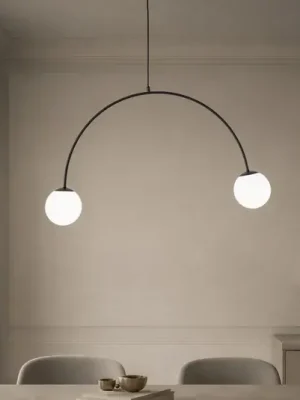 Závěsné světlo Nova, sklo/kov, černá/bílá, 2 žárovky Rychlé Dodání