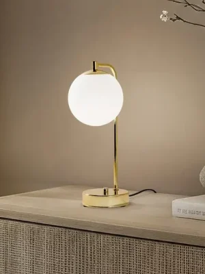 Must-Have Stolní lampa Rico, sklo/kov, zlatá/bílá, výška 36 cm