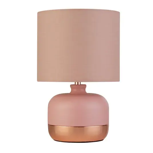 Stolní lampa Tamsin, růžová, kov/textil, výška 27 cm, E14 Časově Omezené