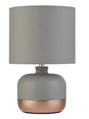 Must-Have Stolní lampa Tamsin, šedá, kov/textil, výška 27 cm, E14