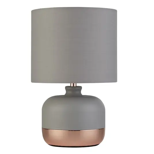 Must-Have Stolní lampa Tamsin, šedá, kov/textil, výška 27 cm, E14