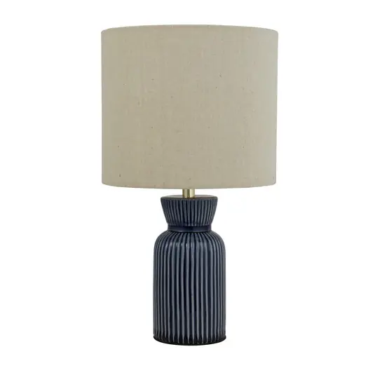 Ověřený Stolní lampa Jeshua, modrá/bílá, keramika/textil, 39 cm, E24