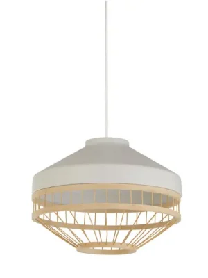 Závěsné světlo Lanya, bílé, ocel/bambus, Ø 30 cm, E27 Hit Sezóny