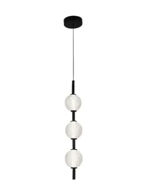 Poslední Šance Závěsné LED světlo Abeona, Ø 10 cm, černá, kov/sklo, 3 svítidla.