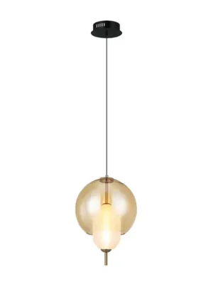 Ověřený Závěsné světlo LED Adol, jantarová, Ø 25 cm, sklo