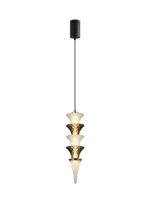 LED závěsné světlo Venera, výška 43 cm, bílá/hnědá, sklo Vrácení Zdarma