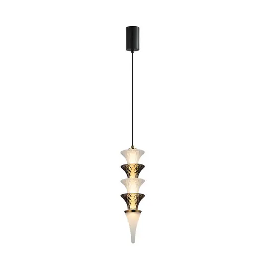 LED závěsné světlo Venera, výška 43 cm, bílá/hnědá, sklo Vrácení Zdarma