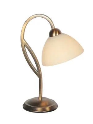 Stolní lampa Anthea, bronzová, krémová, kov, sklo, E27 Levný