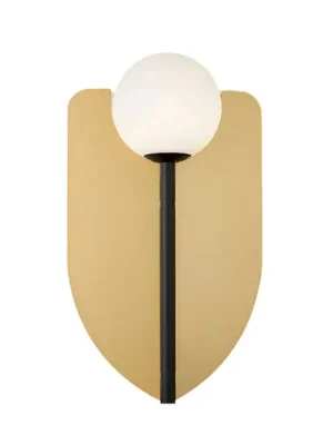 Dokud Zásoby Vydrží Nástěnné světlo Fedora, výška 37 cm, zlatá barva, kov/sklo