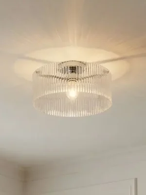 Aktuální Stropní světlo Lucande Meritt, chrom/čiré, Ø 40 cm, sklo