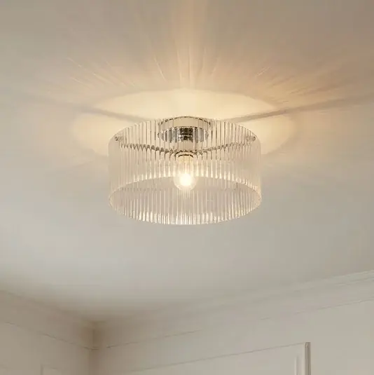 Aktuální Stropní světlo Lucande Meritt, chrom/čiré, Ø 40 cm, sklo