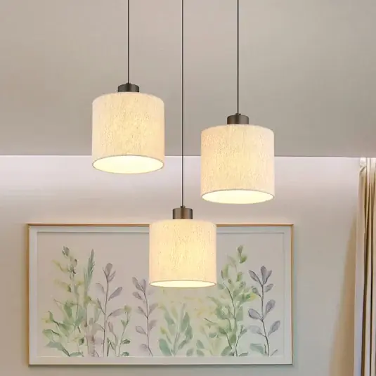 Autentický LED závěsné světlo Thea, Ø 49 cm, 3ramenné, krémová/matná černá
