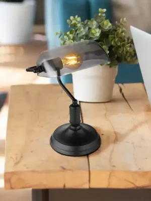 Stolní lampa Antique, kouřová/matná černá, výška 37 cm Koupit Online