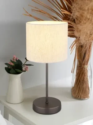 Stolní lampa Thea, krémová/matná černá, plátno, výška 37 cm Ihned K Objednání