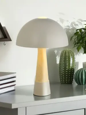 Stolní lampa Paulin, šedá/vzhled dřeva, kov, 37 cm, E27 Nízká Cena