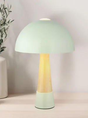 Nová Kolekce Stolní lampa Paulin, zelená/vzhled dřeva, kov, 37 cm, E27