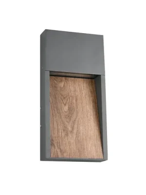 LED venkovní nástěnné svítidlo SALMON, dřevěný vzhled, kov Výška 33 cm IP44 Novinka