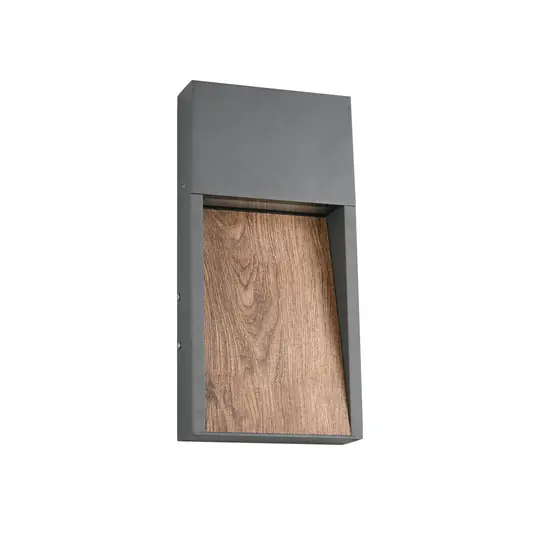 LED venkovní nástěnné svítidlo SALMON, dřevěný vzhled, kov Výška 33 cm IP44 Novinka