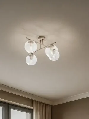 Hit Sezóny Stropní světlo Zoe, béžové, délka 51 cm, sklo, 4 žárovky, E14