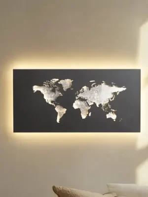 Vrácení Zdarma Lucande LED nástěnné světlo World, antracit/stříbrná, 60 cm x 30 cm
