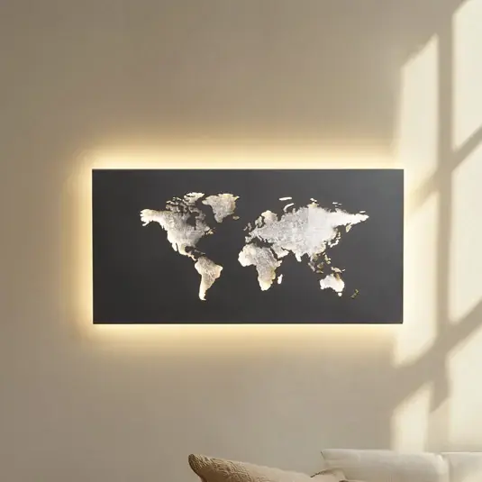 Vrácení Zdarma Lucande LED nástěnné světlo World, antracit/stříbrná, 60 cm x 30 cm