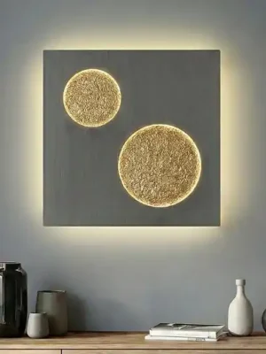 Poslední Šance Lucande LED nástěnné světlo Delin, šedá/zlatá, 55 x 55 cm, stmívatelné