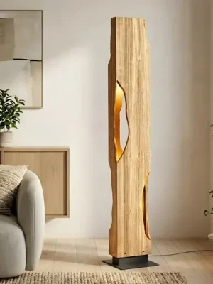 Časově Omezené Lucande stojací lampa Tarry, dřevo, výška 137 cm, 4 x E27