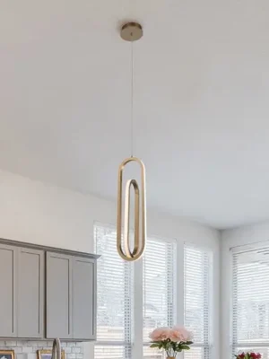 Závěsné světlo LED DENMARK, zlaté broušené, Ø 21 cm, kov Akce