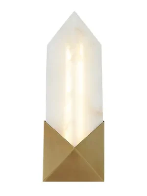 Výprodej LED nástěnné světlo CAESAR, starý mosaz, výška 31 cm kov/alabaster