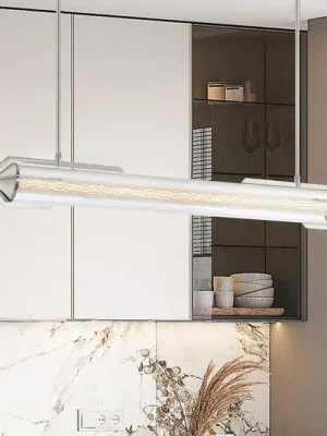 Závěsné světlo LED ESPADA, leštěný chrom, 122 cm, kov/sklo Cenová Bomba