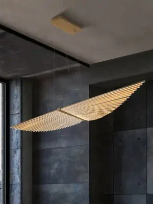 Závěsné světlo LED SERAPH, zlatá broušená povrchová úprava, délka 105 cm, kov Výprodej