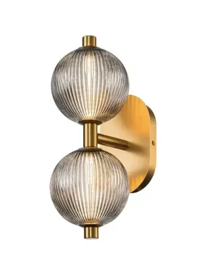 LED nástěnné světlo PALMAS zlatá/kouřově šedá šířka 39 cm 2-flg. IP44 Akční Cena
