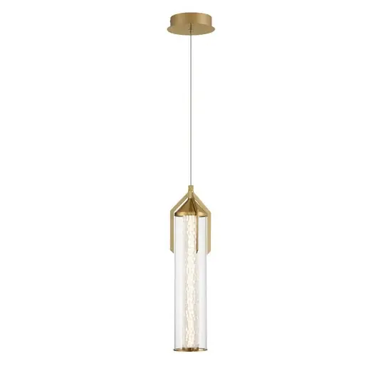 Ihned K Objednání Závěsné světlo LED ESPADA, zlatá broušená, Ø 15 cm kov/sklo