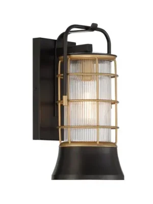 Venkovní nástěnné svítidlo RIVAMAR, výška 34 cm, černá/zlatá, IP44 E27 Top Prodej