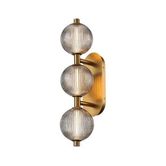 Top Prodej LED nástěnné světlo PALMAS zlatá/kouřově šedá šířka 59 cm 3-křídlá IP44