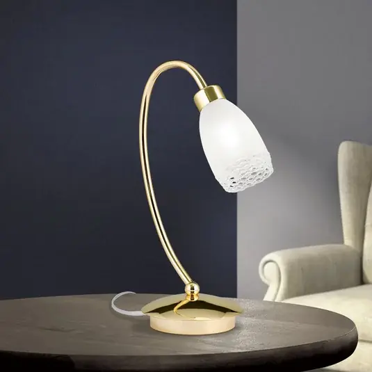 Objednat Nyní Stolní lampa CARLA, mosazná barva, výška 32 cm, kov/sklo
