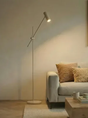 Akce Stojací lampa Lindby Vilo, béžová, 153 cm, GU10, s nastavitelným ramenem