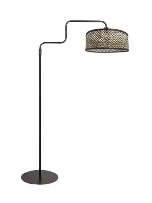 Stojací lampa Bloeba, černá/tmavé dřevo, výška 165 cm, dřevo Přímo Od Výrobce