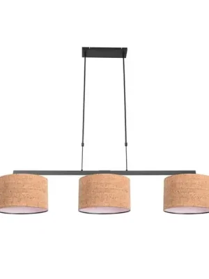 Expresní Doručení Závěsné světlo Stang, černá/hnědá, délka 140 cm, korek, 3 svítidla.