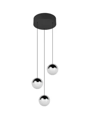 Hit Sezóny Závěsné světlo Senta, chromová barva, Ø 25 cm, 4 000 K, 3 žárovky.