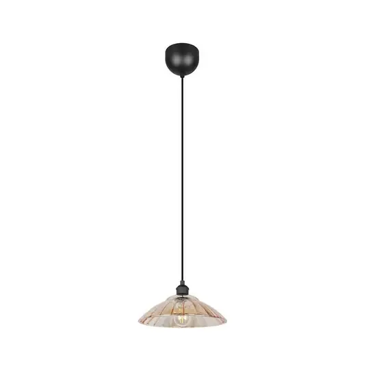 Vysoce Kvalitní Závěsné světlo Eluna, jantarová/černá, Ø 30 cm, sklo/kov, 1 světlo.
