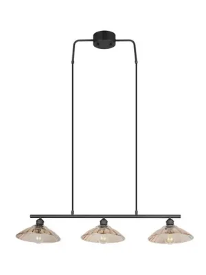 Výhodná Nabídka Závěsné světlo Eluna, jantarová/černá, 100 cm, sklo/kov, 3 svítidla.