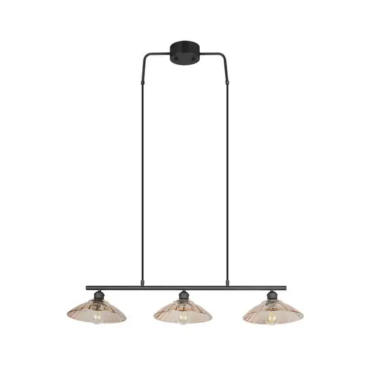 Výhodná Nabídka Závěsné světlo Eluna, jantarová/černá, 100 cm, sklo/kov, 3 svítidla.