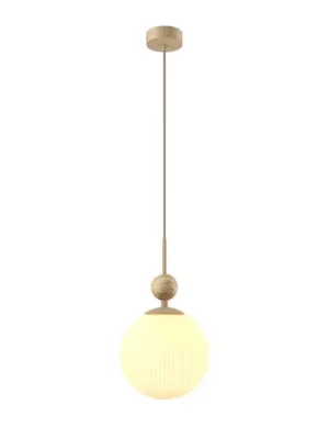 Ověřený Závěsné světlo Maytoni Tavo, béžové, travertin/sklo, Ø 20 cm