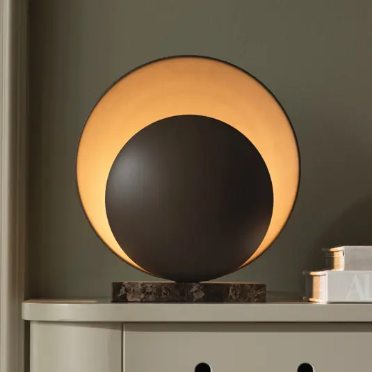 Globen Lighting stolní lampa ORBIT, hnědá, výška 32 cm, mramorová podstava Zlevněný