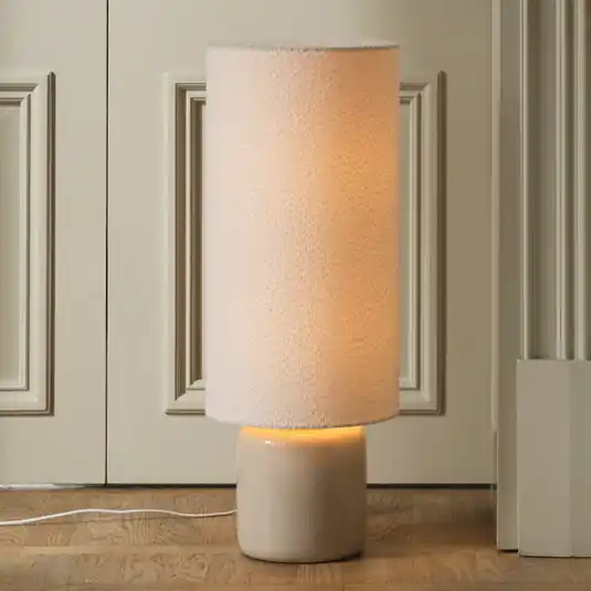 Nejlepší Volba Globen Lighting Stojací lampa Florian, bílá/béžová, výška 80 cm