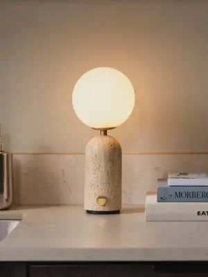 Globen Lighting Stolní lampa na baterie Torrano, travertin béžový Ihned K Objednání