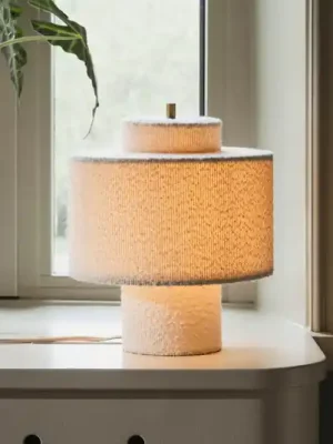 Aktuální Globen Lighting stolní lampa Noah, bílá, výška 31 cm, textil